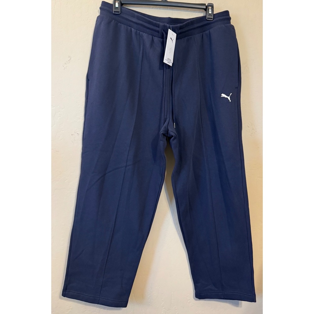 Puma Sweatpants Men XXL Navy Blue Relaxed Pintuck Fleece Joggers 666215 NEW